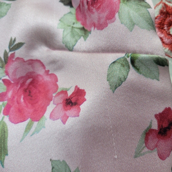 pink green floral print handkerchief tie back tank crop top small - Picture 4 of 10